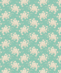 Sunday Brunch White Flower Teal/ Tilda
