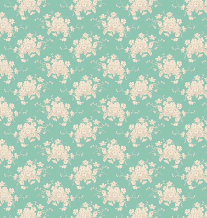 Sunday Brunch White Flower Teal/ Tilda