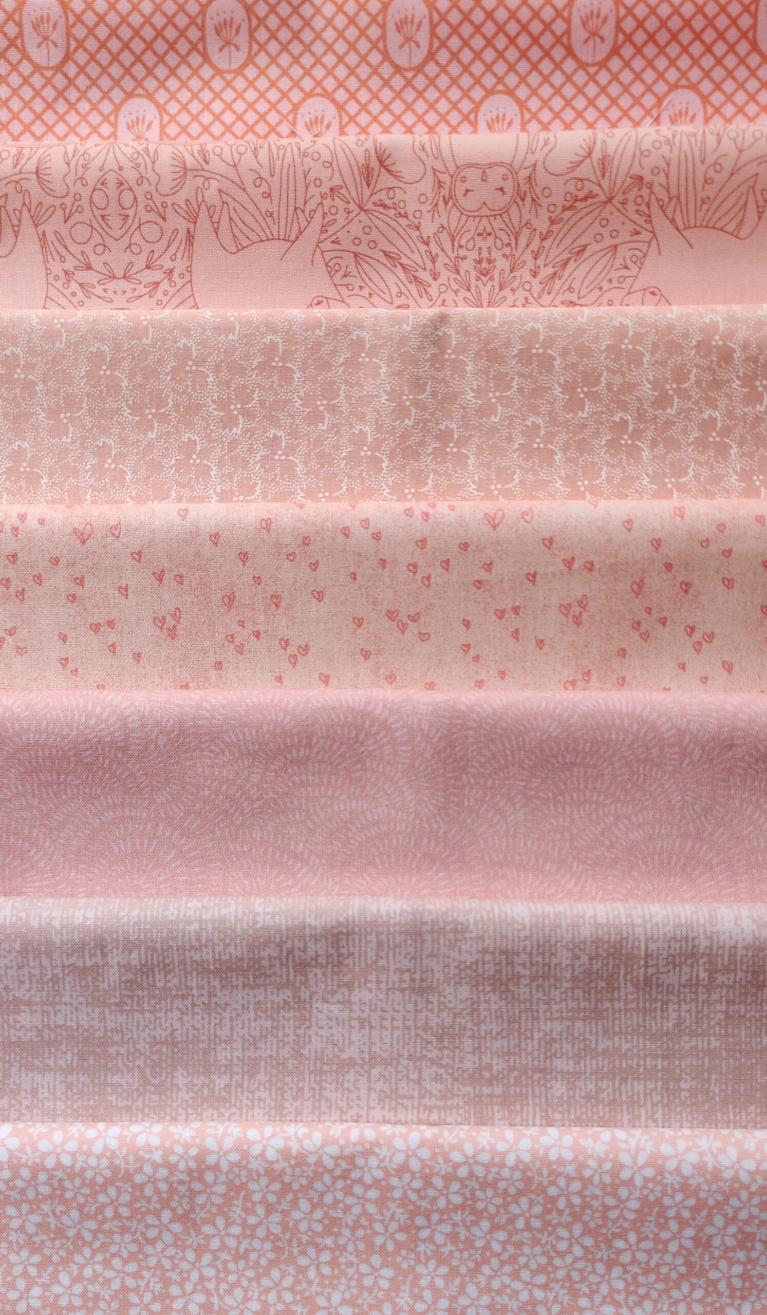 stoffenpakket met 7 fat quarters / Zalm - roze