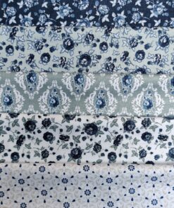 stoffenpakket met 7 fat quarters / blauw